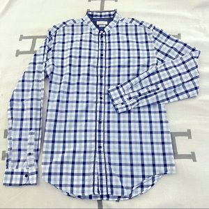 Zara Mandarin Collar Plaid Light Shirt - Size L